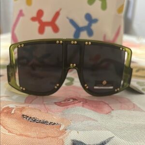 Macbeth Collection Green Shield Sunglasses Bold Design